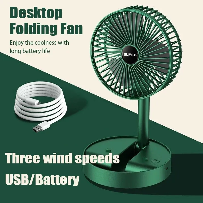 2025 Desktop Foldable Retractable Small Fan Mini Portable Charging USB Home Low Noise High Duration Standby Mini Electric Fan