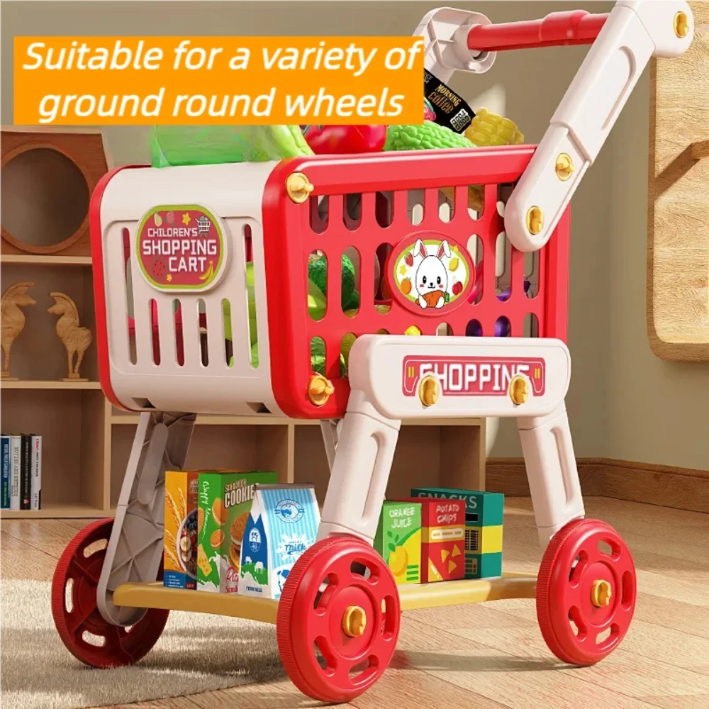 WizKidz Shopping Cart Toy for Kids Supermarket Trolley with Toy Food Accessories Pretend Play Kitchen Games for Toddlers Ages 3+ 2