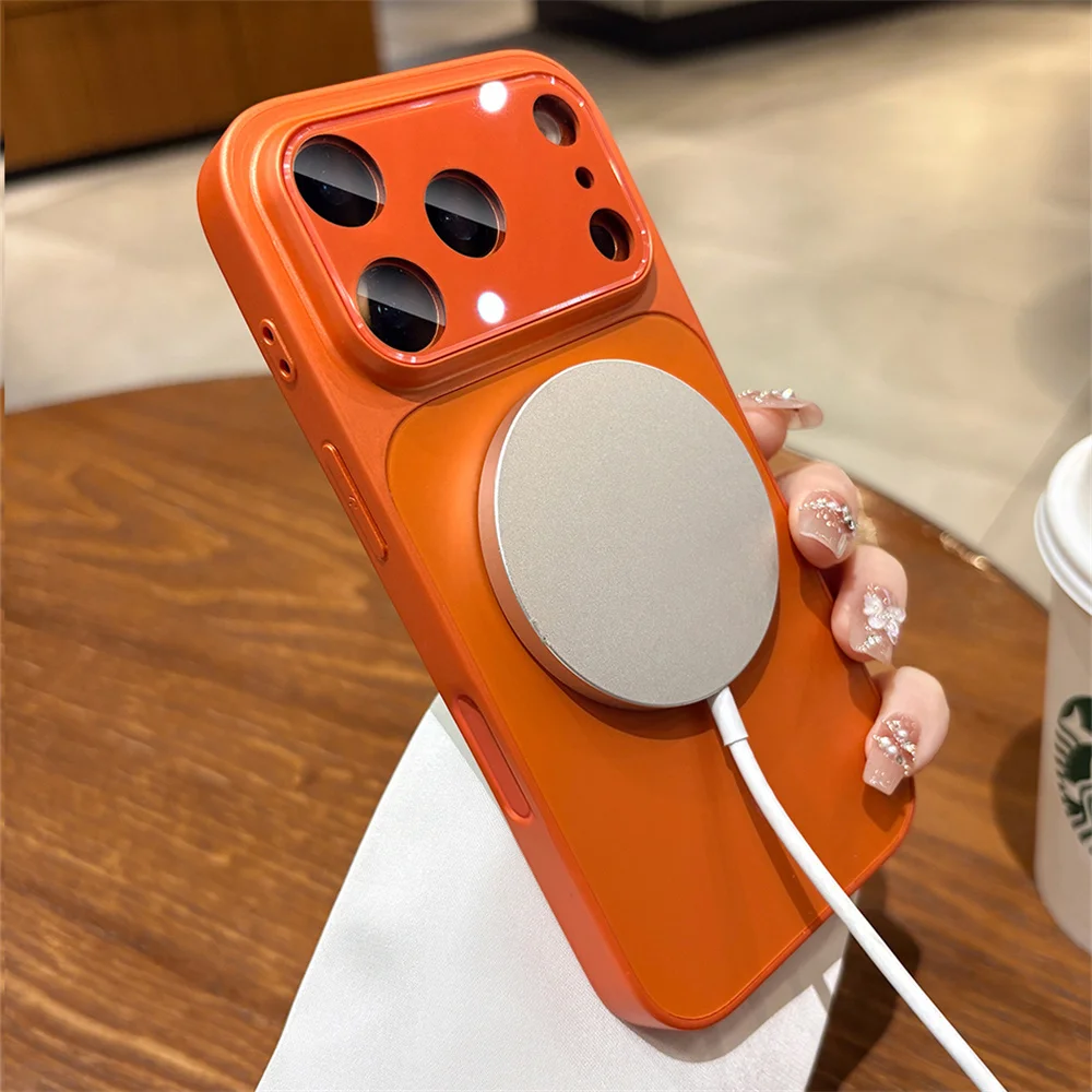 Enhanced Frosted Magnetic Phone Case with Tempered Glass Camera Protector