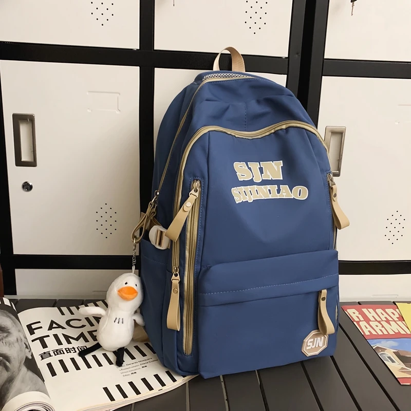 Cute Patchwork Color Multi-Pocket Female Backpack Book School Bag for Teenage Girls Boys Student Women's Travel Rucksack