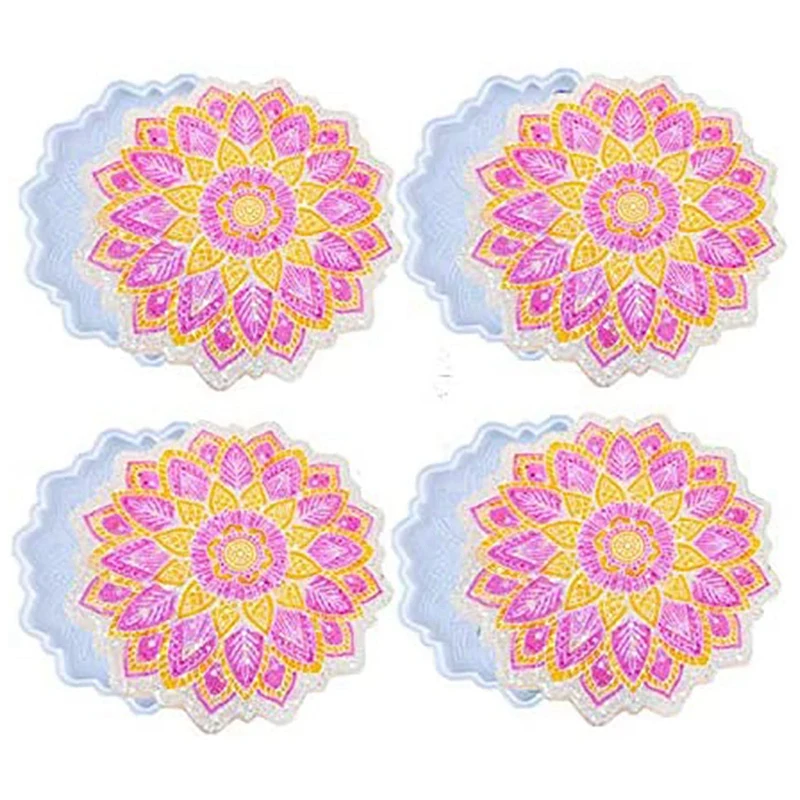 

Resin Coaster Molds,Mandala Flower Silicone Resin Casting Molds For Epoxy, Dandelion Coaster Resin Molds,Cups Mats