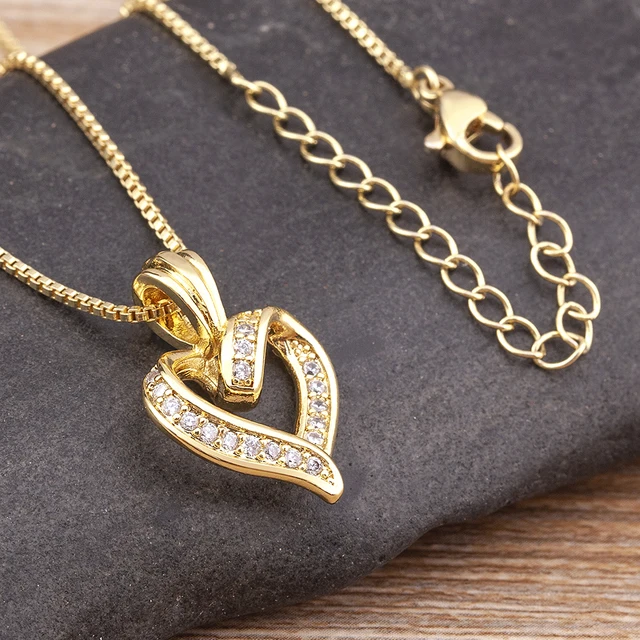 Nidin – collier avec pendentif en forme de cœur pour femmes, Design créatif en spirale, chaîne de clavicule, ras du cou, mignon, bijoux en Zircon