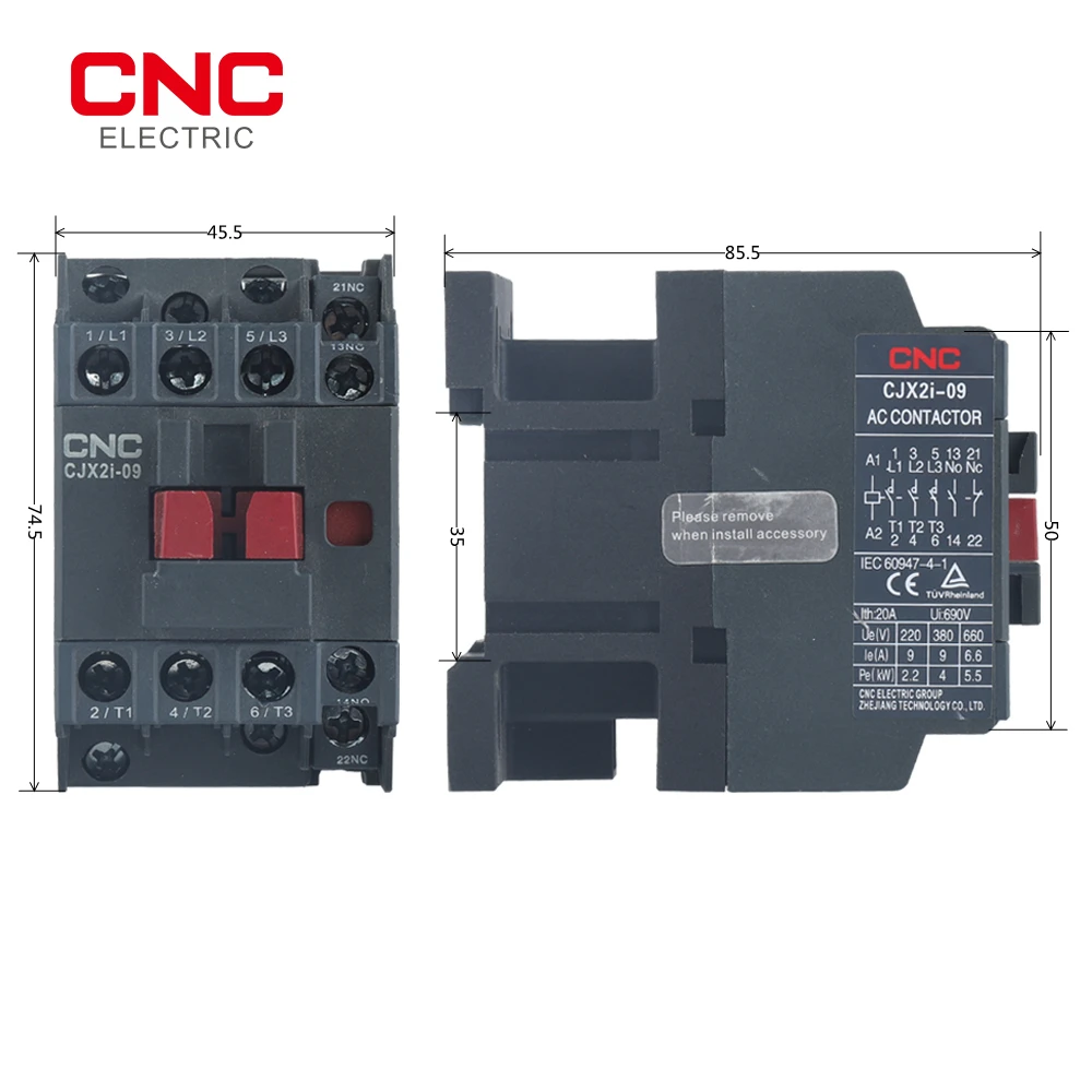 AC コンタクタ 65A 3P+1NO1NC レール取り付け lc1d CJX2-6511 1