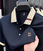 Marque de luxe B lettre en relief polo à manches courtes hommes été léger respirant nouvelle mode couleur bloquée revers T-shirt 4