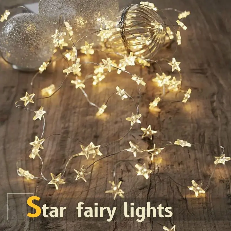 

6M USB LED Star String Lights Christmas tree ins outdoor camp decoration Lamp Battery Powered for Halloween Wedding Party Fairy