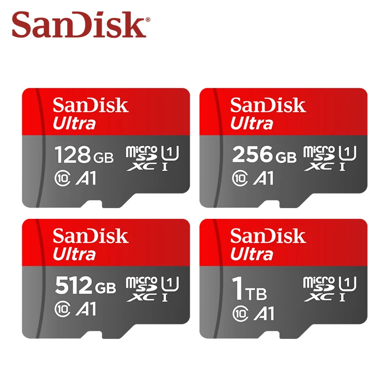 כרטיס זיכרון Sandisk Ultra Micro SD בנפח 1TB, 512GB, 128GB, 32GB, 64GB ו-256GB Mini SD Card SD/TF Flash Memory Card miniSD עבור טלפון וטאבלט