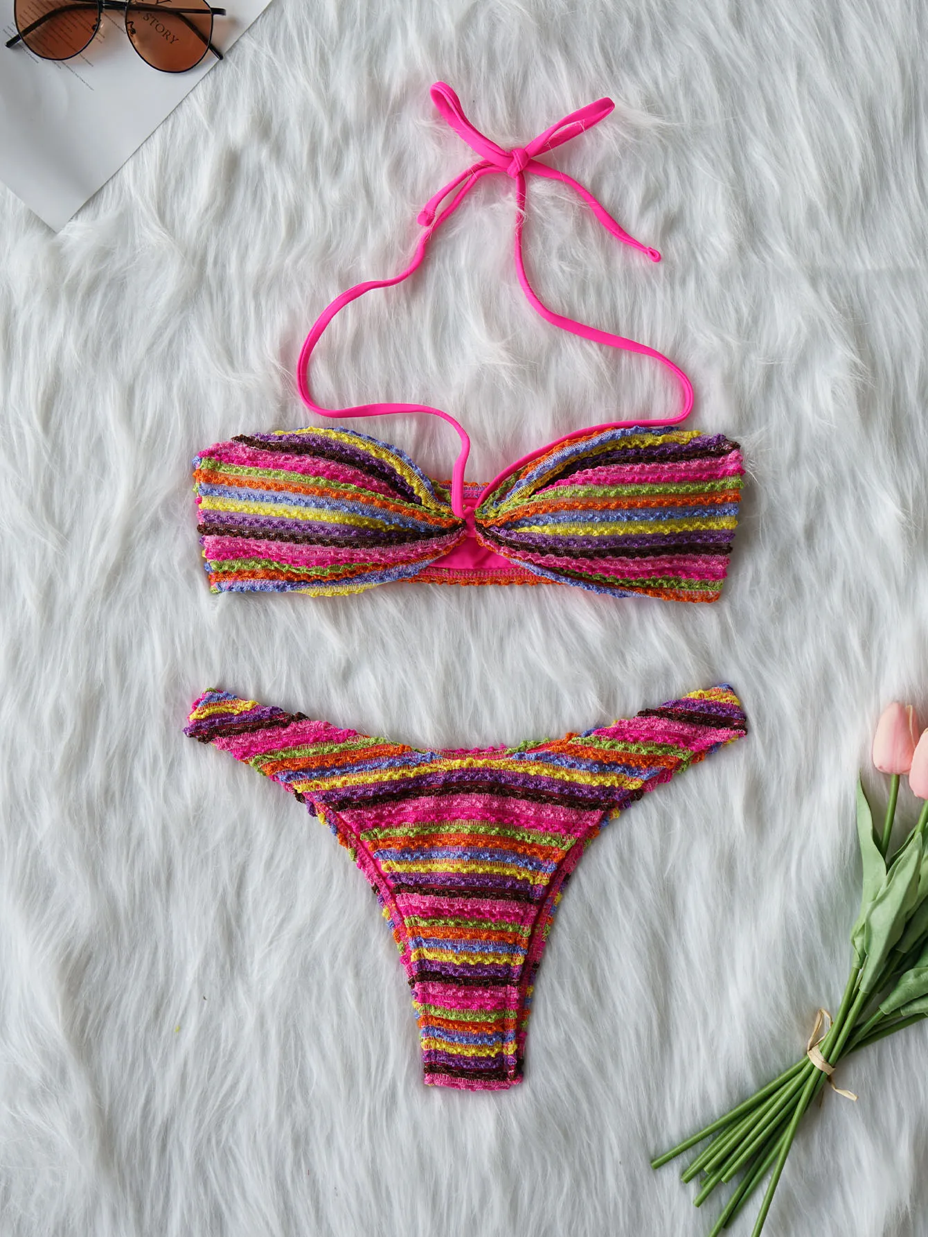 

Swimsuit Women Two Piece Swimwear 2024 Letter Bikini Set