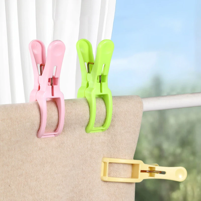 Description Picture 2 of item5Pcs 2025 New Solid Color Plastic Towel Clips Laundry Clothes Pegs Clamps Home Hanging Clip Clothespins Bathroom Organization