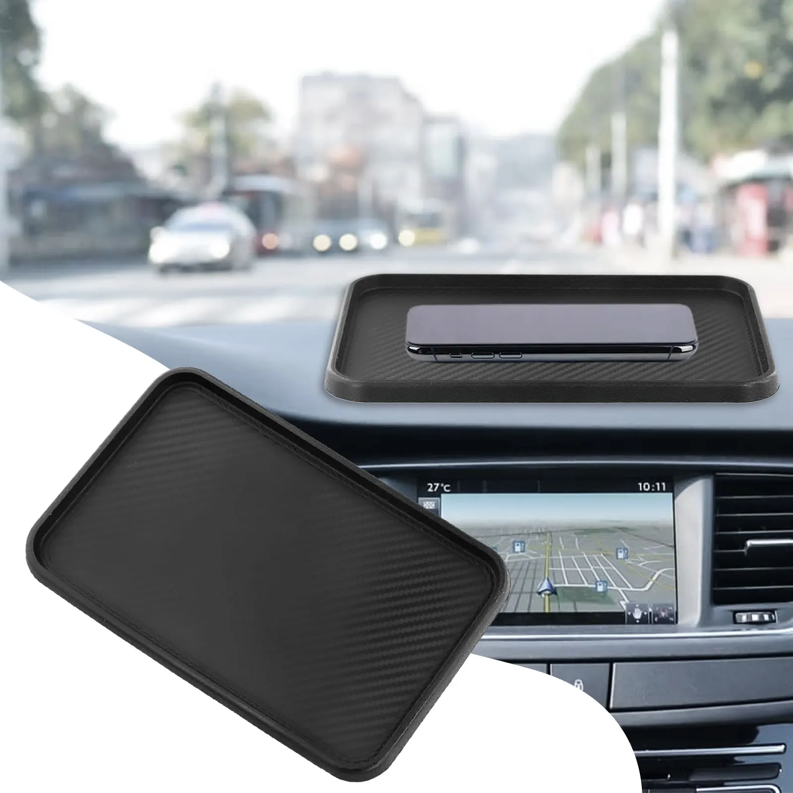 Tappetino Antiscivolo Auto Adesivo 17x11,3 Cm | Per Cruscotto E Console, In PVC, Rimovibile E Riutilizzabile, Ideale Per Telefono E Chiavi - 2
