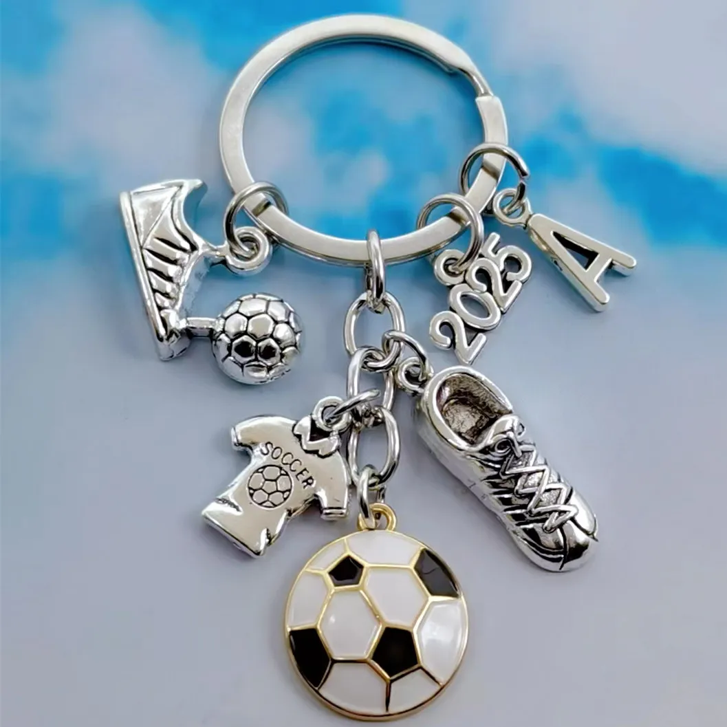 New Fashion A-Z Letter Men\'s Metal Keychain Fashion Football Keychain Football Shoes Football Car Gift Party Keychain Jewelry