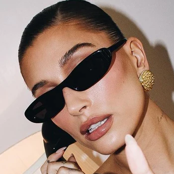 Occhiali da sole ovali con montatura piccola Donna Designer di marca Occhiali da sole a specchio vintage Personalità femminile Tonalità di moda Oculos De Sol 1