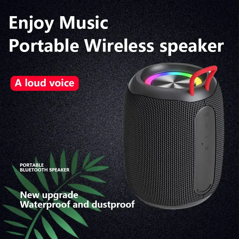Mini Stereo Bluetooth Speaker with 5 LED Light Modes IPX5 Waterproof TF Card U Disk AUX FM Playback Mode Wireless HIFI Soundbox