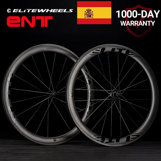 ELITEWHEELS-ruedas de carbono 700c para carretera, llanta de carbono de calidad UCI, sin cámara, Pilar listo, pezón, 1423 radios, acabado UD, Inventario en España