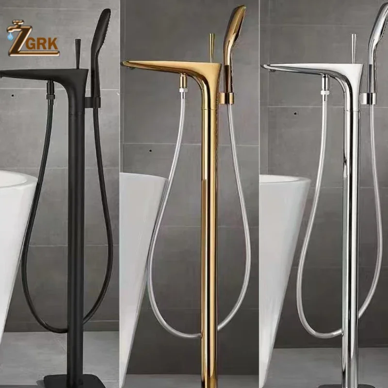 

Floor Standing Bathtub Faucet Brass Bath Faucet Independent Cold and Hot Water Shower Faucet Tub Mixer Tap Handshower Mixer