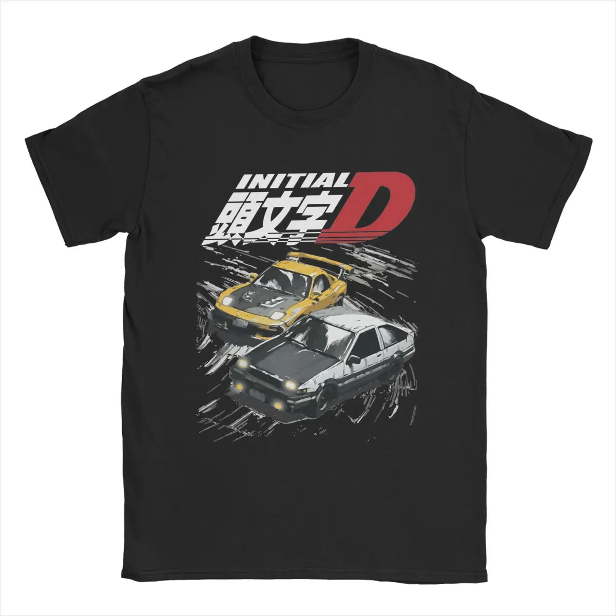 

Vintage Mountain Drift Racing Initial D T-Shirt Men Crewneck Pure Cotton T Shirts Anime Manga Short Sleeve Tees Original Tops
