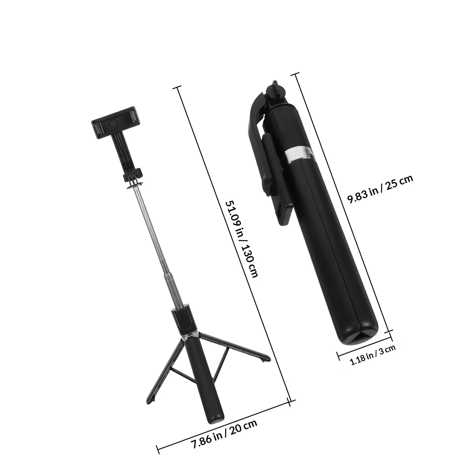 셀카봉 삼각대 130cm 무선 리모컨 조절 가능 휴대용 접이식 스마트폰 삼각대 (모바일 폰 라이브 스트리밍용)