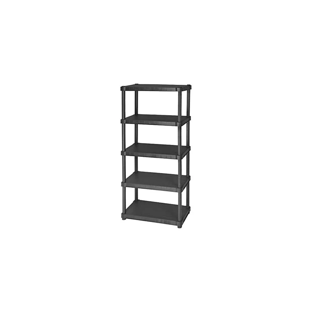 Black Plastic Modular Shelf With 5 Shelves Ocean 30x80 X H188 Cm Resin