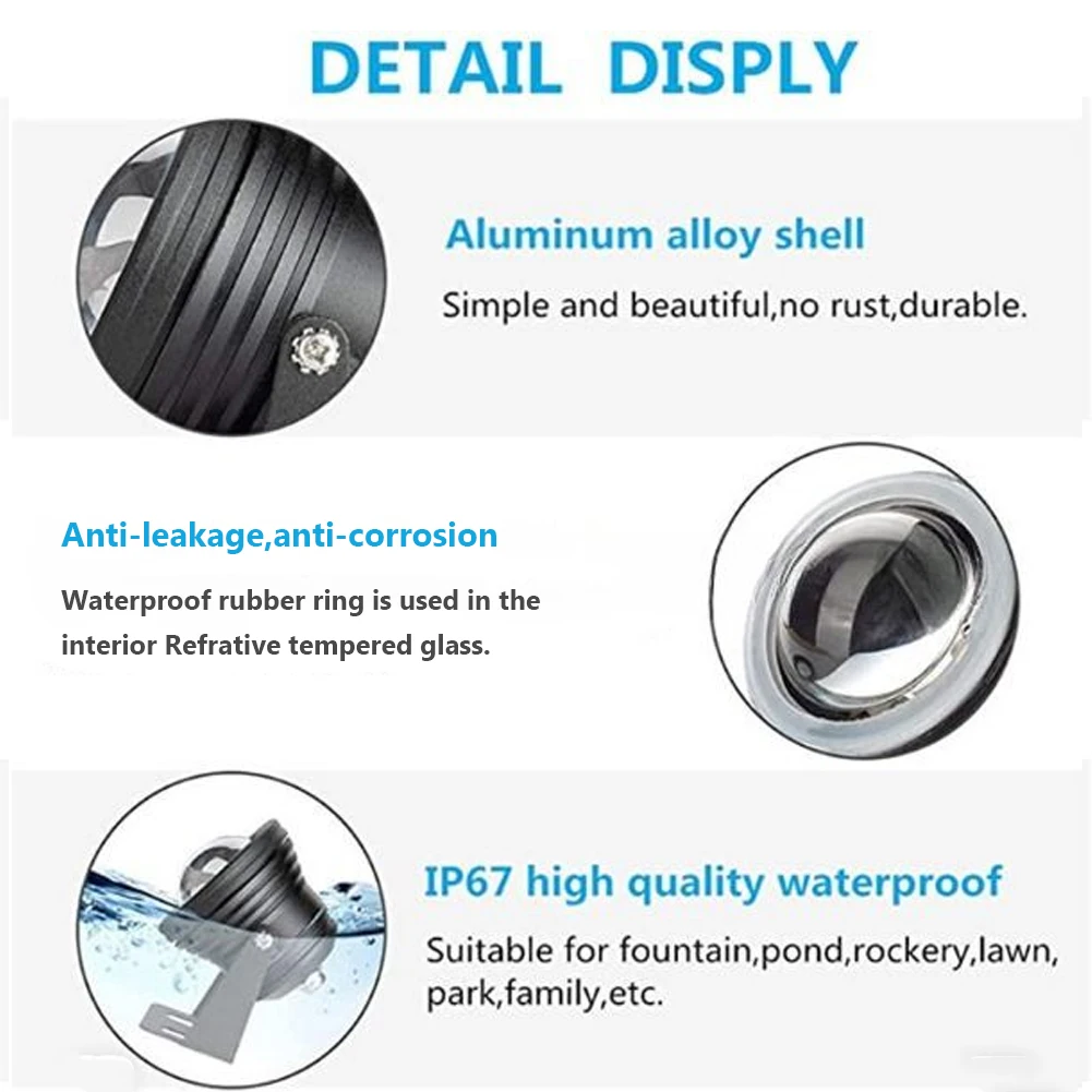 Description Picture 5 of itemLED Underwater Pond Light Remote Control Colored RGB Landscape Spotlights Waterproof Submersible Fountain Lights For Aquarium