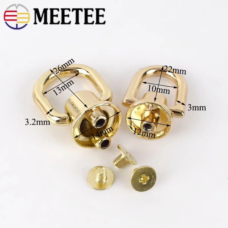 Rivets for Leather 12 Sets Zinc Alloy Screwback Round Head Rivets Rivets  Pull Ring Rivet for Handbag Phone Case (6.5 * 8mm,Gold)