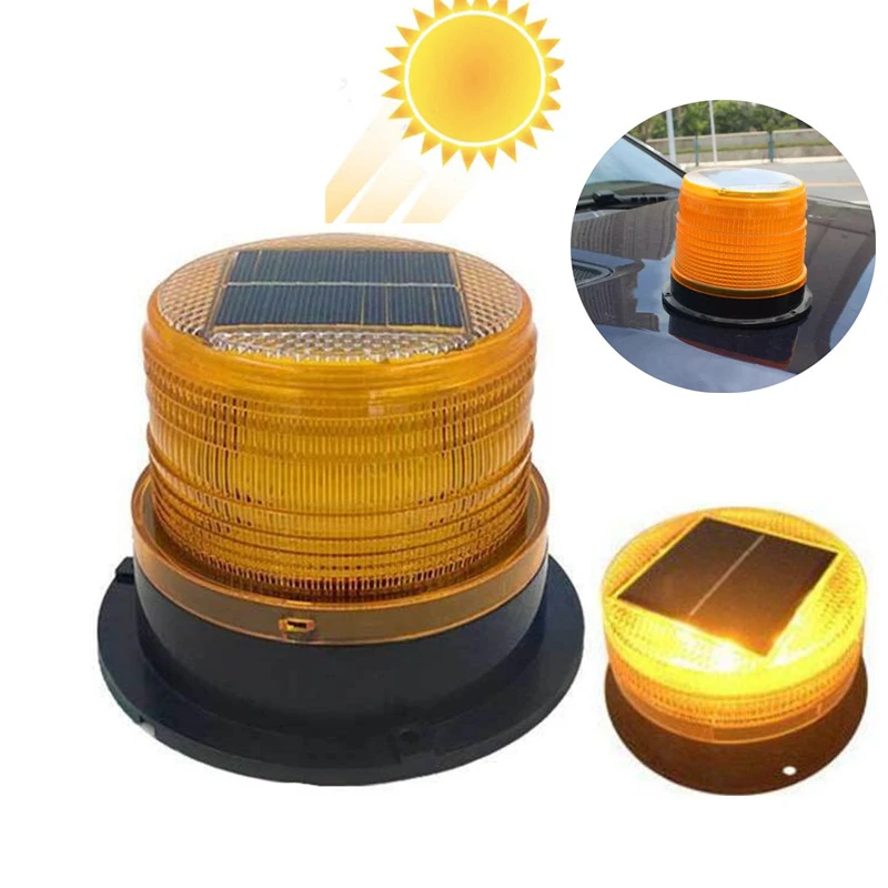 Solar Car Emergency Beacon Indicator LED Flashing Light Lamp Bus Car