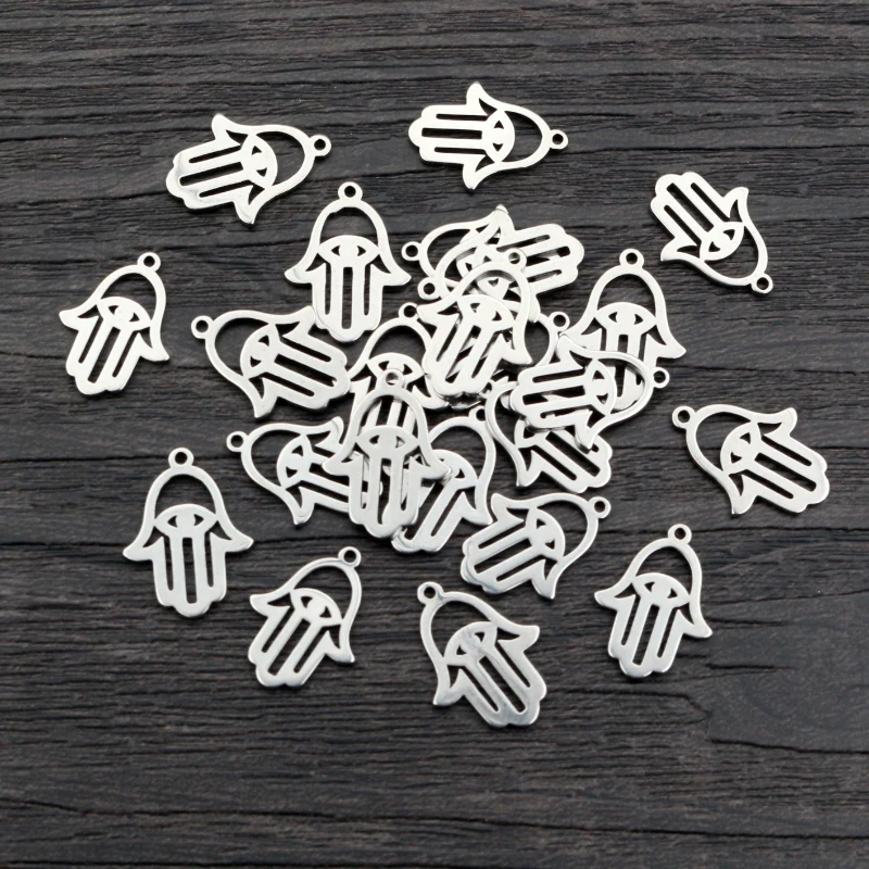 30pcs 14x11mm Kein Verblassen Charms 316 Edelstahl Hand Charms Handwerk anhänger Schmuck Machen Zubehör DIY für halskette armband