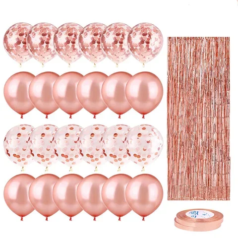 

10pcs Rose Gold Latex Confetti Foil Balloons Curtains Bride Valentines Day Kids Baby Shower Wedding Birthday Party Decoration