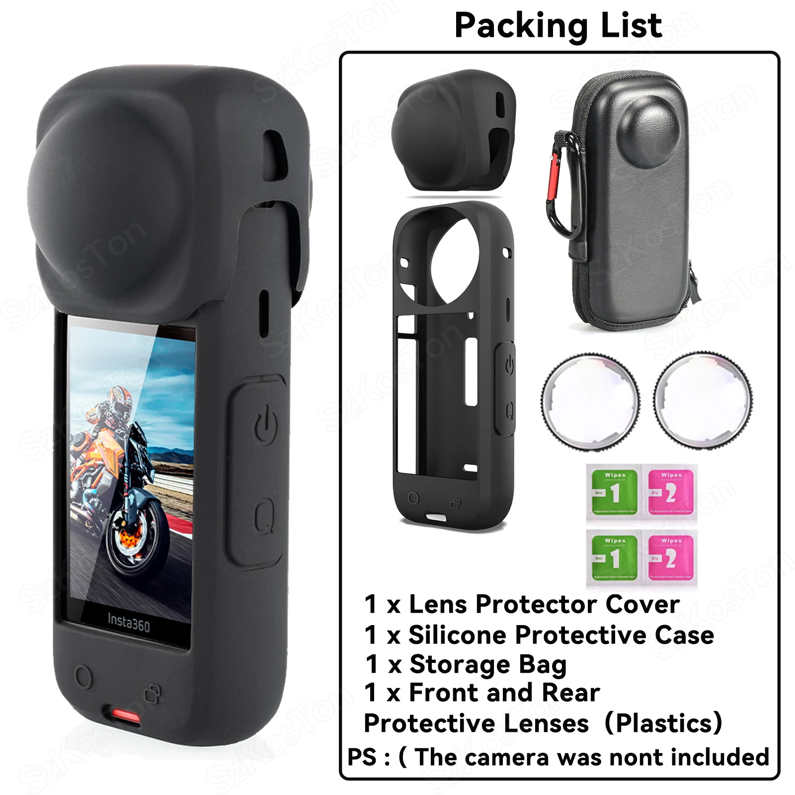 Soft Silicone Protective Lens Cap and Screen Protector for Panorama Cameras - Camera Accessories