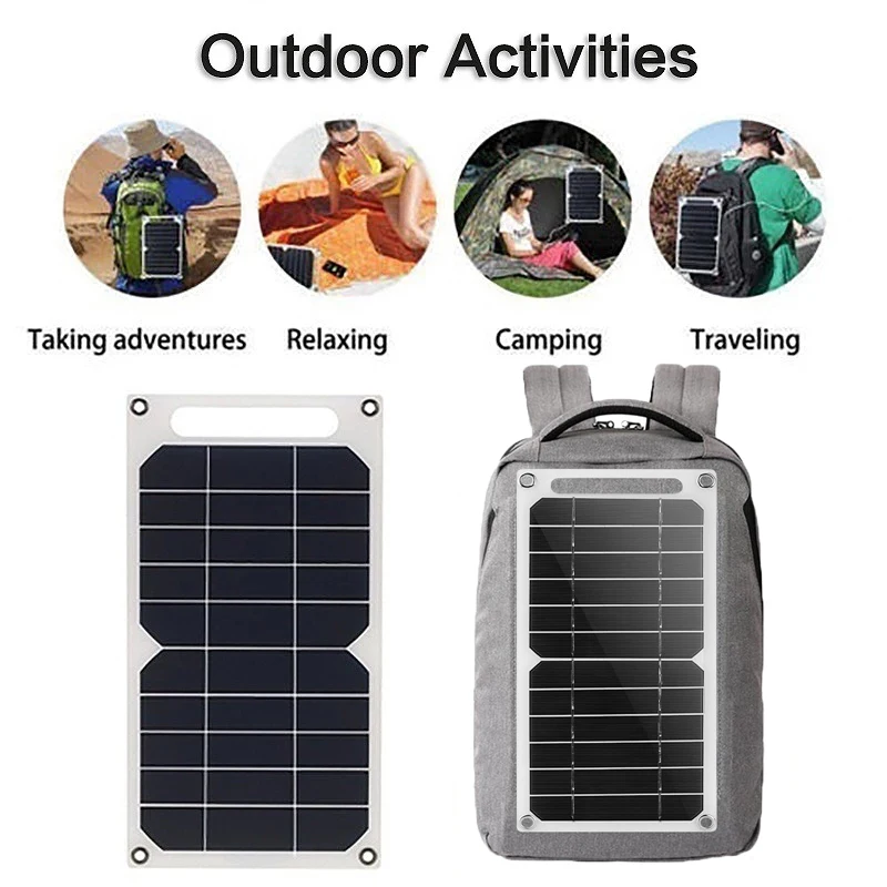 5V Solar Panel USB Waterproof Outdoor Hike Camping Portable Cells Battery Solar Charger Plate for Mobile Phone Power Bank