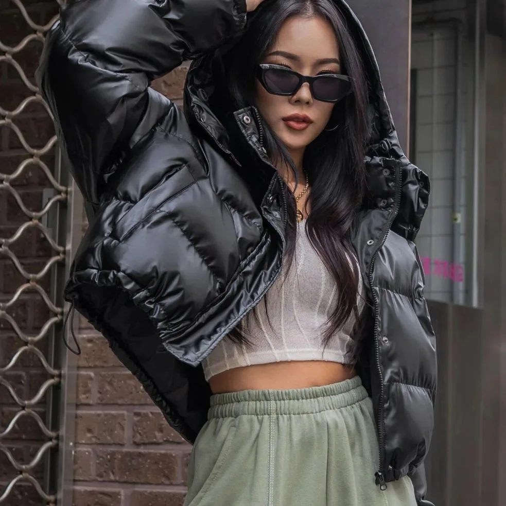 Winter Women Coat Solid Hooded Winter Thick Pockets Coats