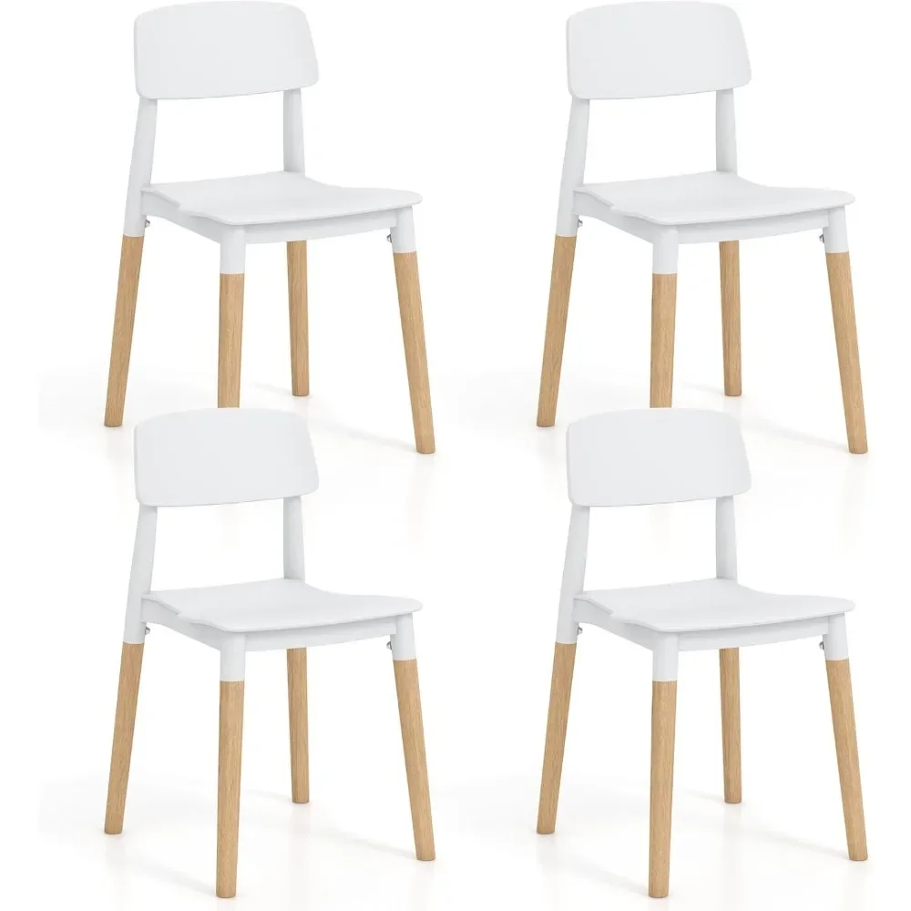 Caf&eacute; Chairs, Wooden Dining Chairs Set of 4, Modern Dining Side Chairs Set w/Ergonomic Backrest, Wide Seat & Sturdy Wooden Legs