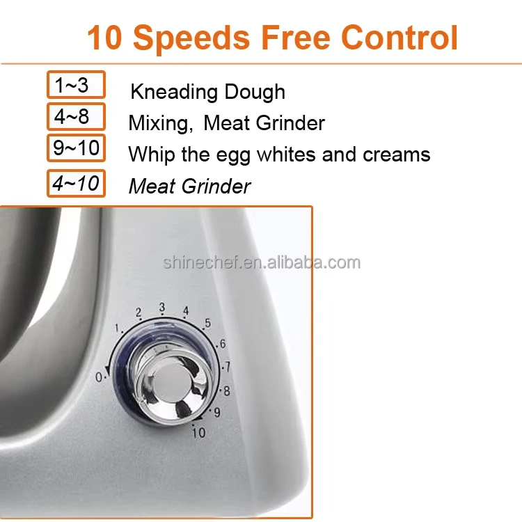 Powerful Metal Gear Food Mixers Automatic 1000W Stainless Steel Mixing Bowl Stand Electric Food Mixer for Bakery