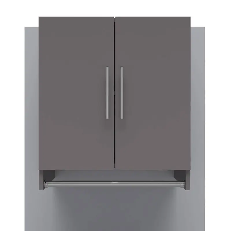 

Graphite Gray 2-Door Wall Cabinet with Hanging Rod for Efficient Closet Organization