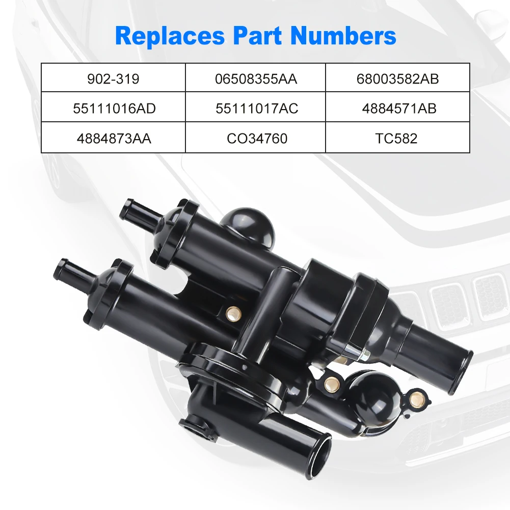 902-319 Car Thermostat Housing Assembly Kit For Chrysler 200 Sebring Dodge Avenger Journey Caliber Jeep Patriot 68003582AB engine coolant thermostat thermostat housing cover
