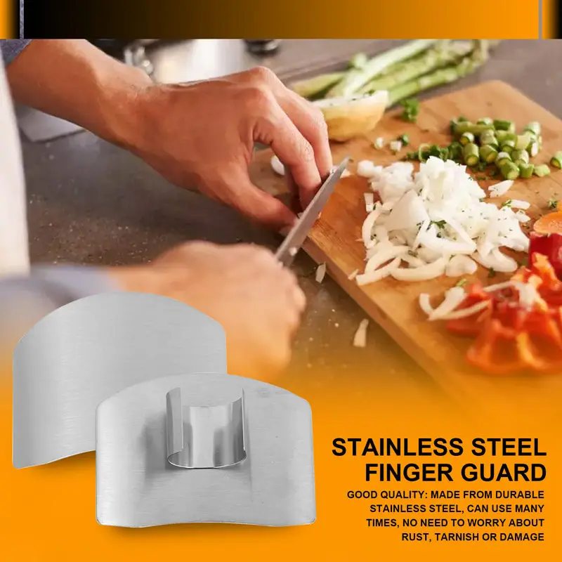 A80Z-4 Pack Stainless Steel Finger Guard Finger Protector Safe Knives Guard Chop Safe Slice Kitchen Tool For Dicing And Slicing