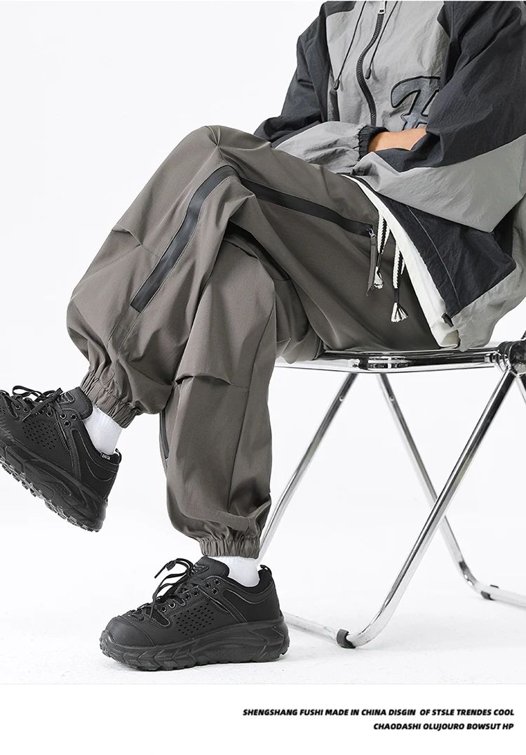 Description Picture 6 of itemSpring Men Drawstring Jogger Pants Hip Hop American Vintage Cargo Pants Streetwear Sweatpants Casual Fashion Trousers Clothing