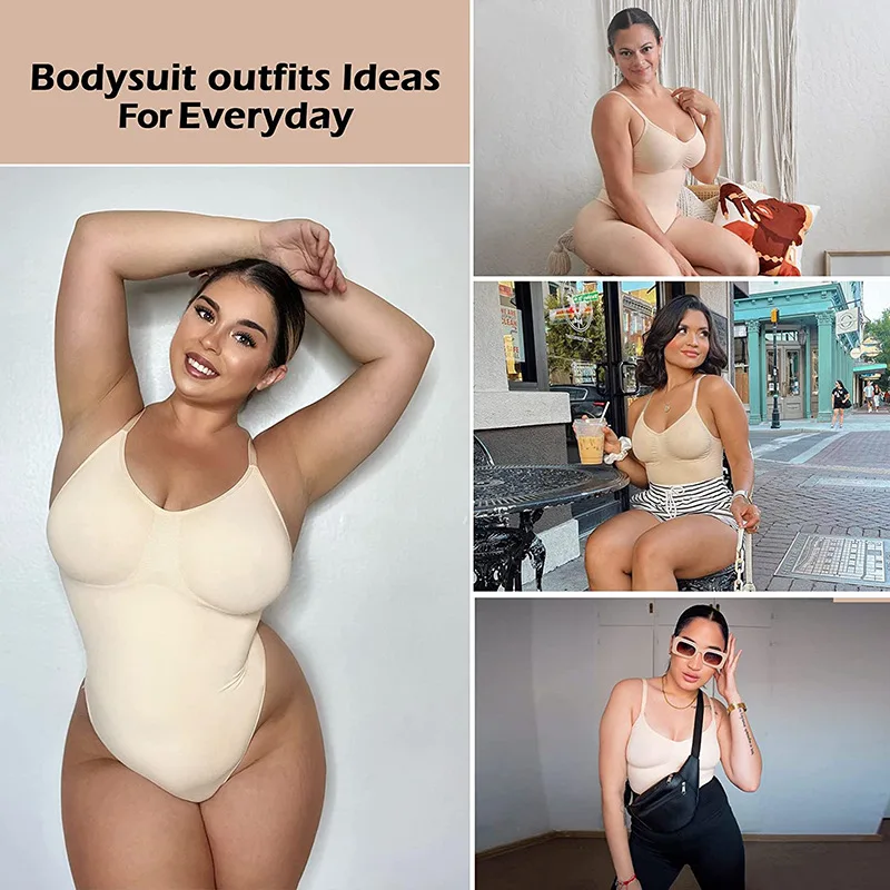 MISSMOLY Womens Backless Bodysuits Shapewear Thong Seamless Tummy Control Butt Lifter Body Shaper Corset Slimming Camisole Tops 2