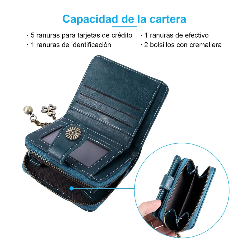 Women Change Short Wallet PU Leather Zipper Closure Coin Pocket Purse Card Holder Carrying Bag Festival Orange 3