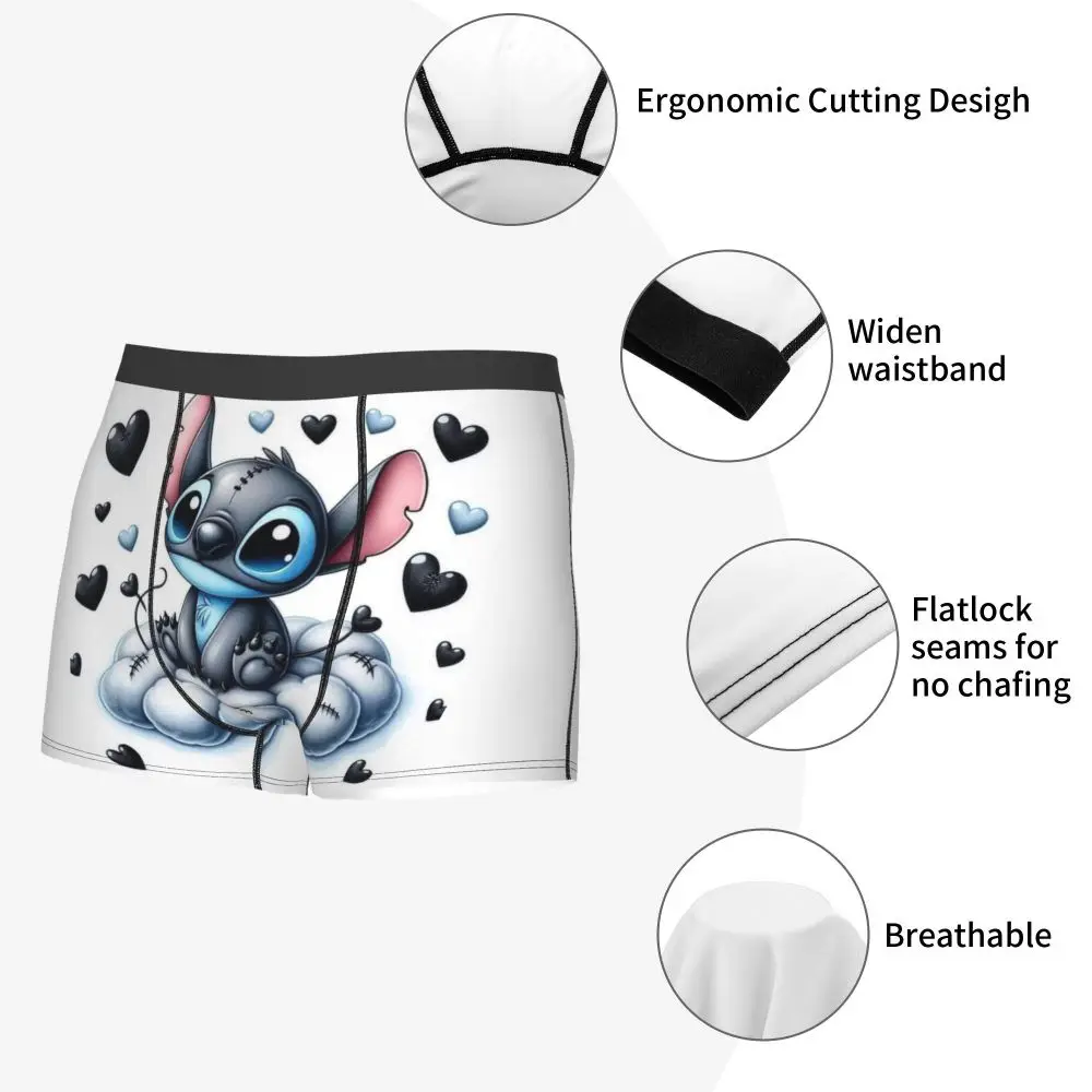 Custom Stitch Lion Cute Boxers Shorts Men's Disney Movie Briefs Underwear Fashion Underpants