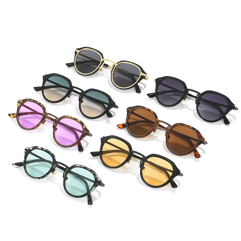 2024 New Fashion Classic Round Women Sunglasses Personalized Metal Leg Design Retro Ocean Film Men\'s Outdoor Driving Glasses