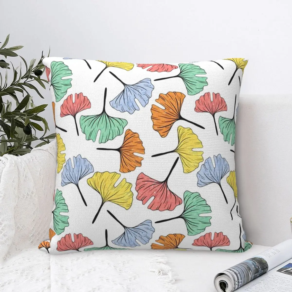 

Ginkgo Leaves Pillow Cover Colorful Plant Novelty Pillow Case For Sofa Home Decorative Cushion Cover Soft Pillowcases Gift