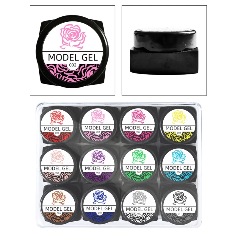 12 Colors/Set 3D Carved Gel Drawing Gel Polish Soak Off