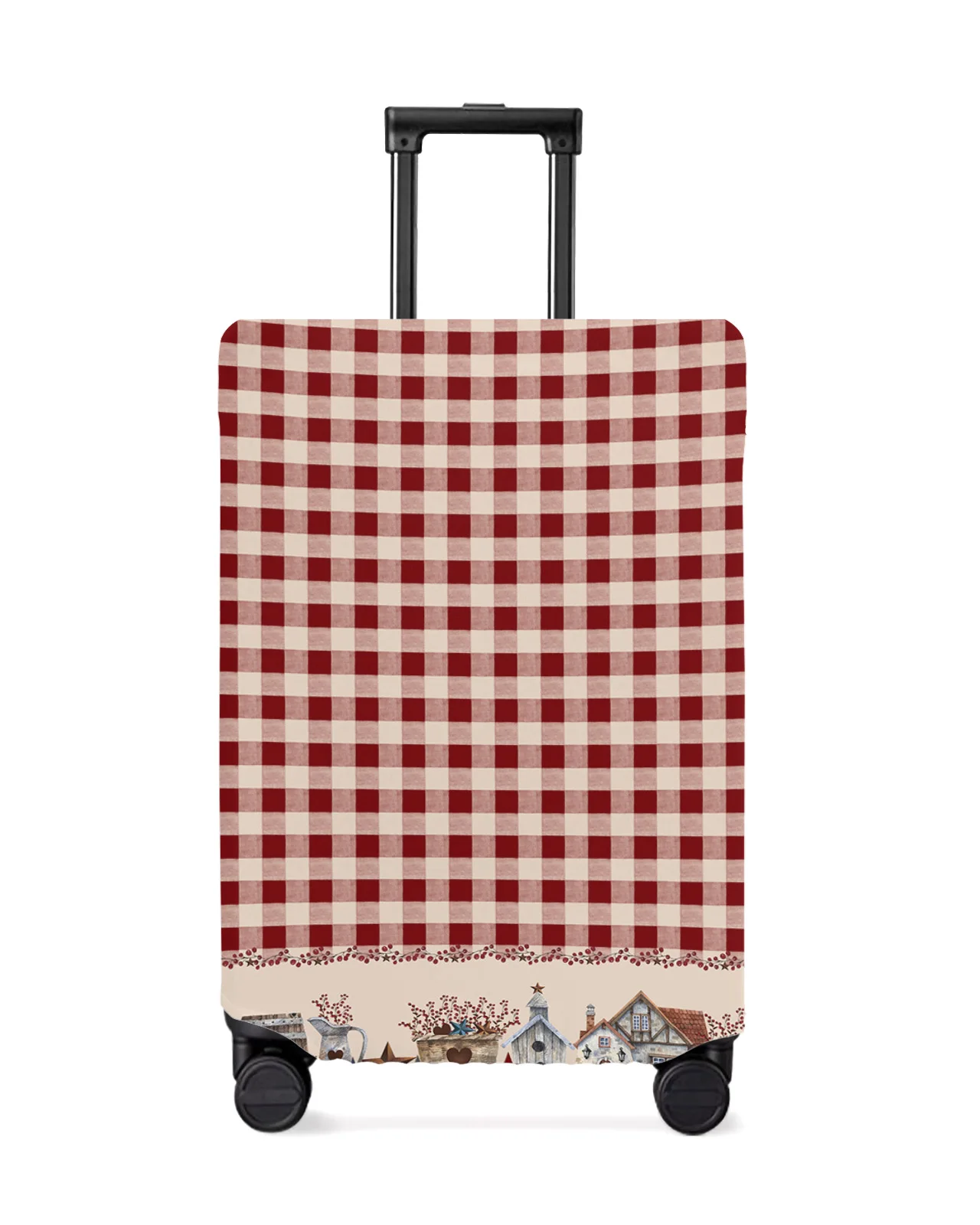 country-star-berry-retro-red-plaid-travel-luggage-protective-cover-travel-accessories-suitcase-elastic-dust-case-protect-sleeve