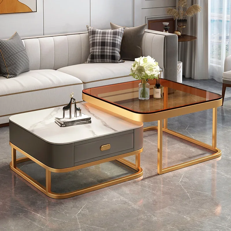 

Unique Design Coffee Tables Modern Foldable Adjustable Square Coffee Tables Glass Glam Table Basses De Salon Home Furniture