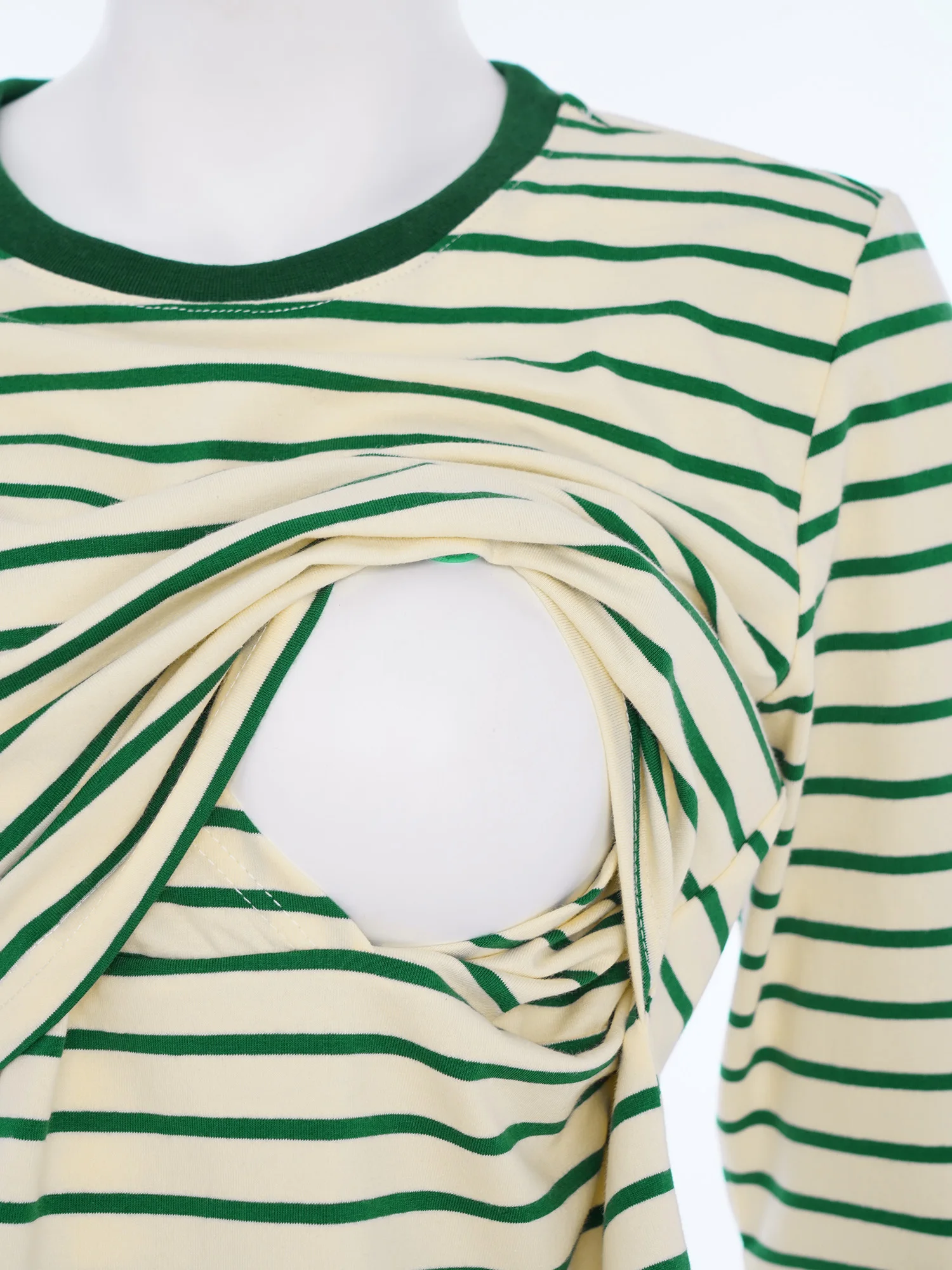 임산부 수유 티셔츠 캐주얼 코튼 스트라이프 긴팔 수유 티셔츠 임신 여성 산후 상의 데일리웨어