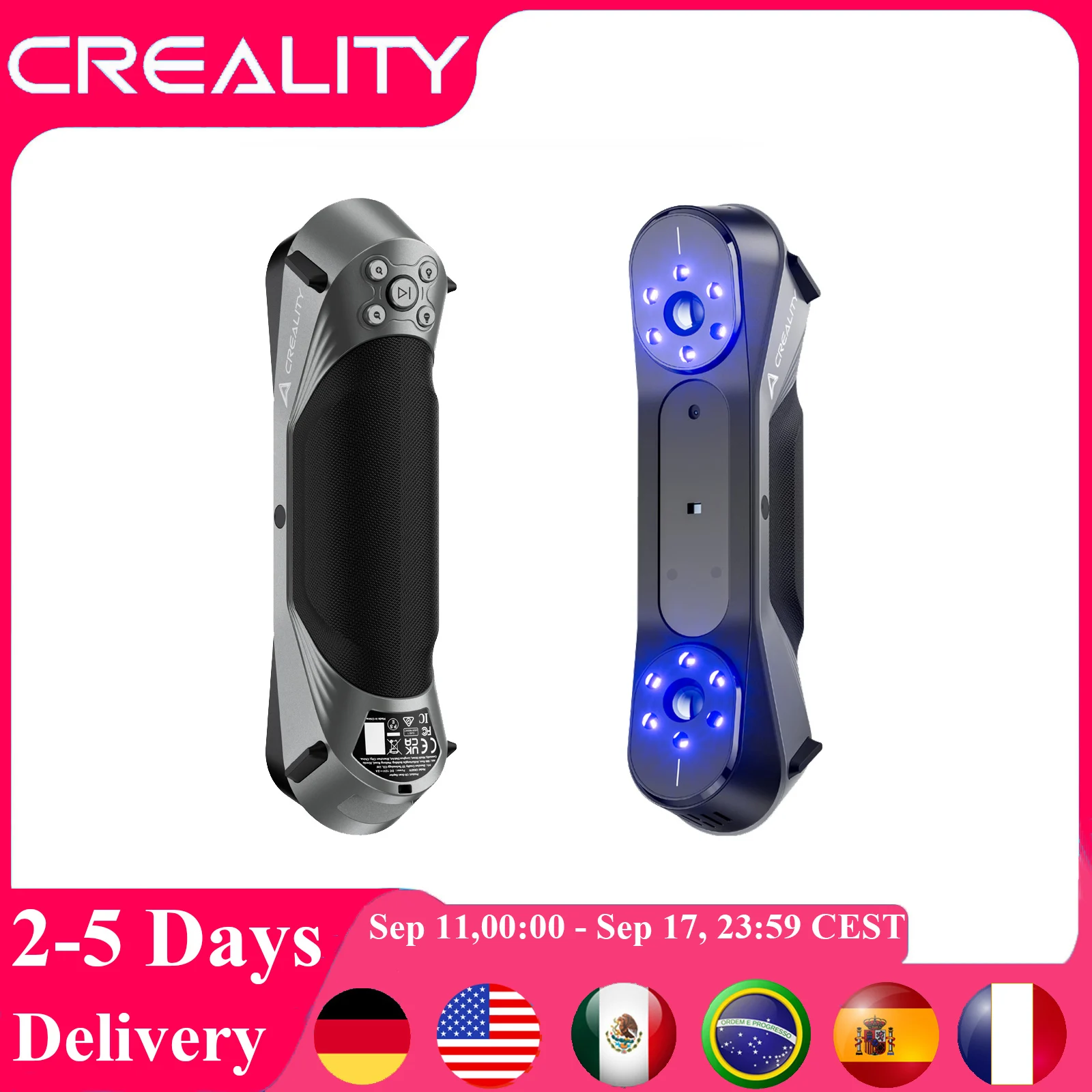 3D Scanner Creality 3D CR-Scan Raptor Blue/NIR light Consumer 3D Scanner for Printer Portable Handheld Scanner Up to 60FPS Speed