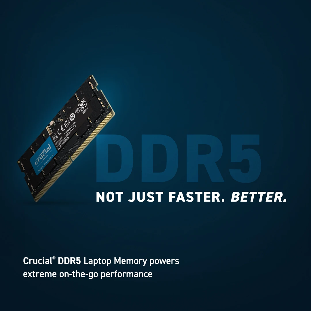 Crucial DDR5 노트북 메모리 RAM, DDR5 5600MHz SODIMM 1.1V CL46, 16GB, 24GB, 32GB, 48GB