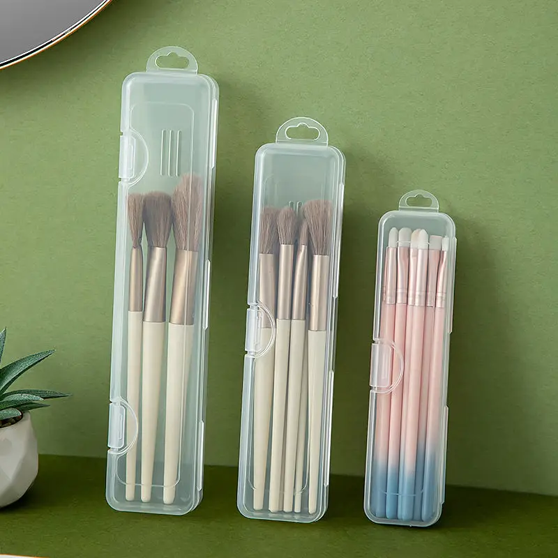 Transparent Plastic Makeup Brush Storage Box with Cover