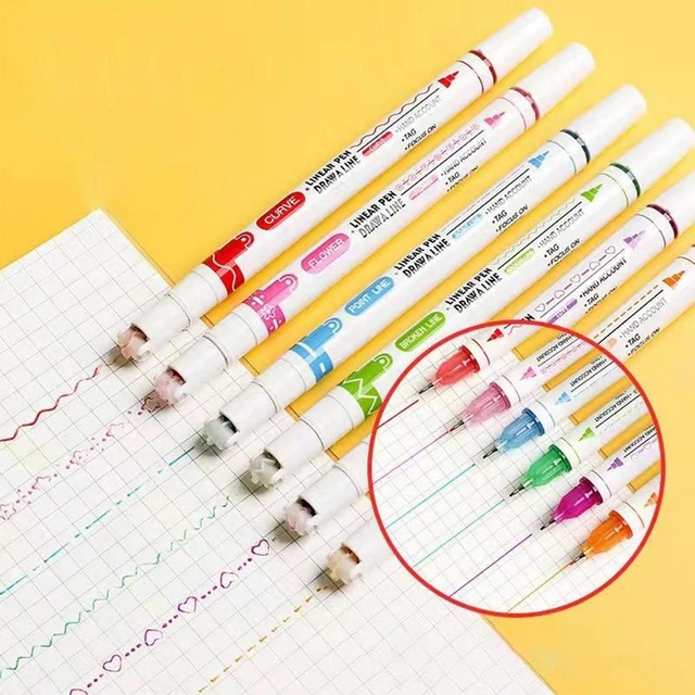 6Pcs Colored Curve Pen for Note Taking,Dual Tip Markers with 6 Different  Curve Shapes & 6 Colors Fine Line,Cool Pens - AliExpress