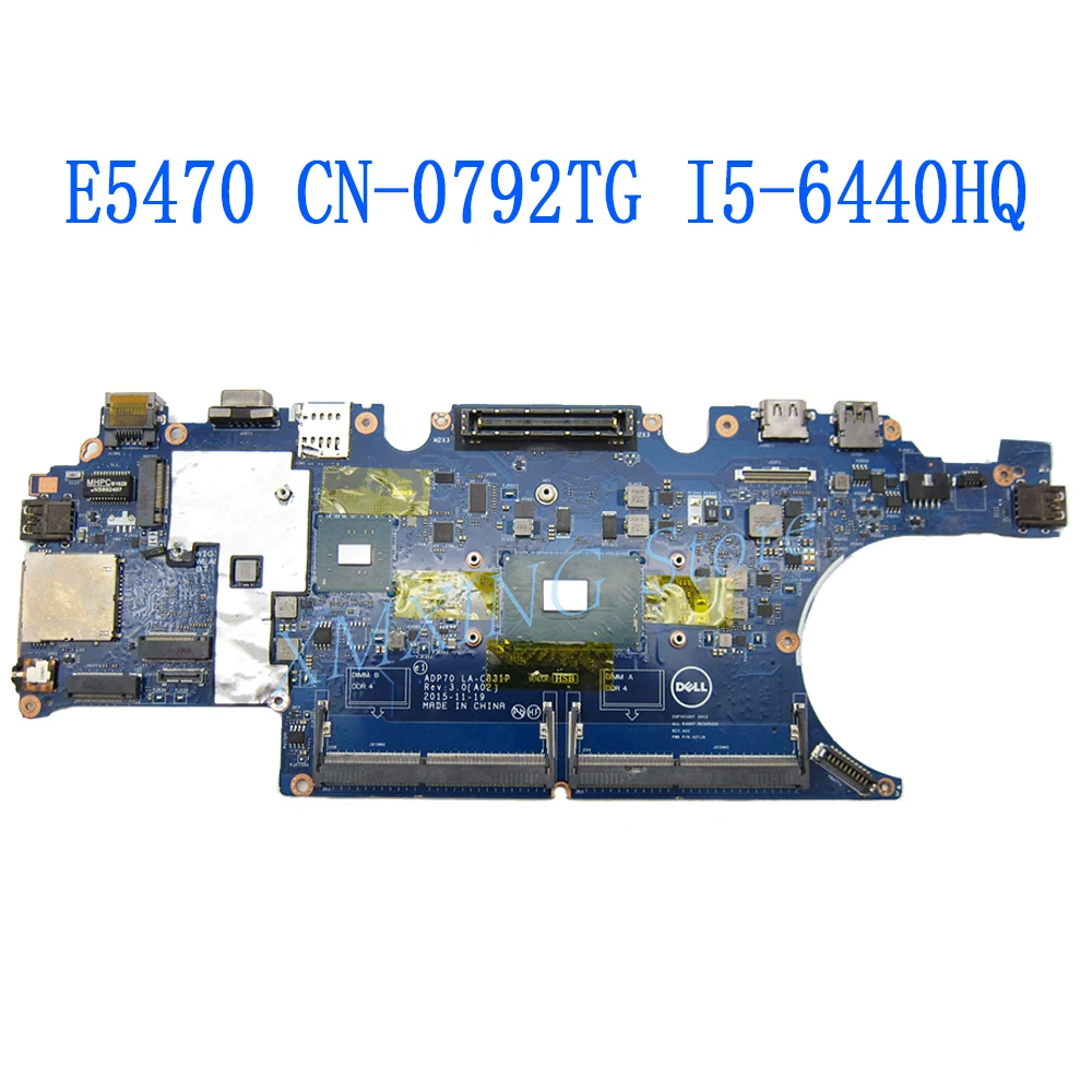 

Материнская плата FULCOL для ноутбука DELL Latitude E5470, i5-6440HQ, центральный процессор LA-C831P 0792TG 792TG, протестирована на 100%