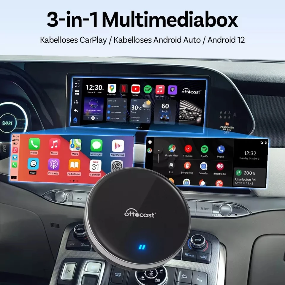 OTTOCAST P3 Lite OttoAiBox Android Ai ボックスワイヤレス CarPlay